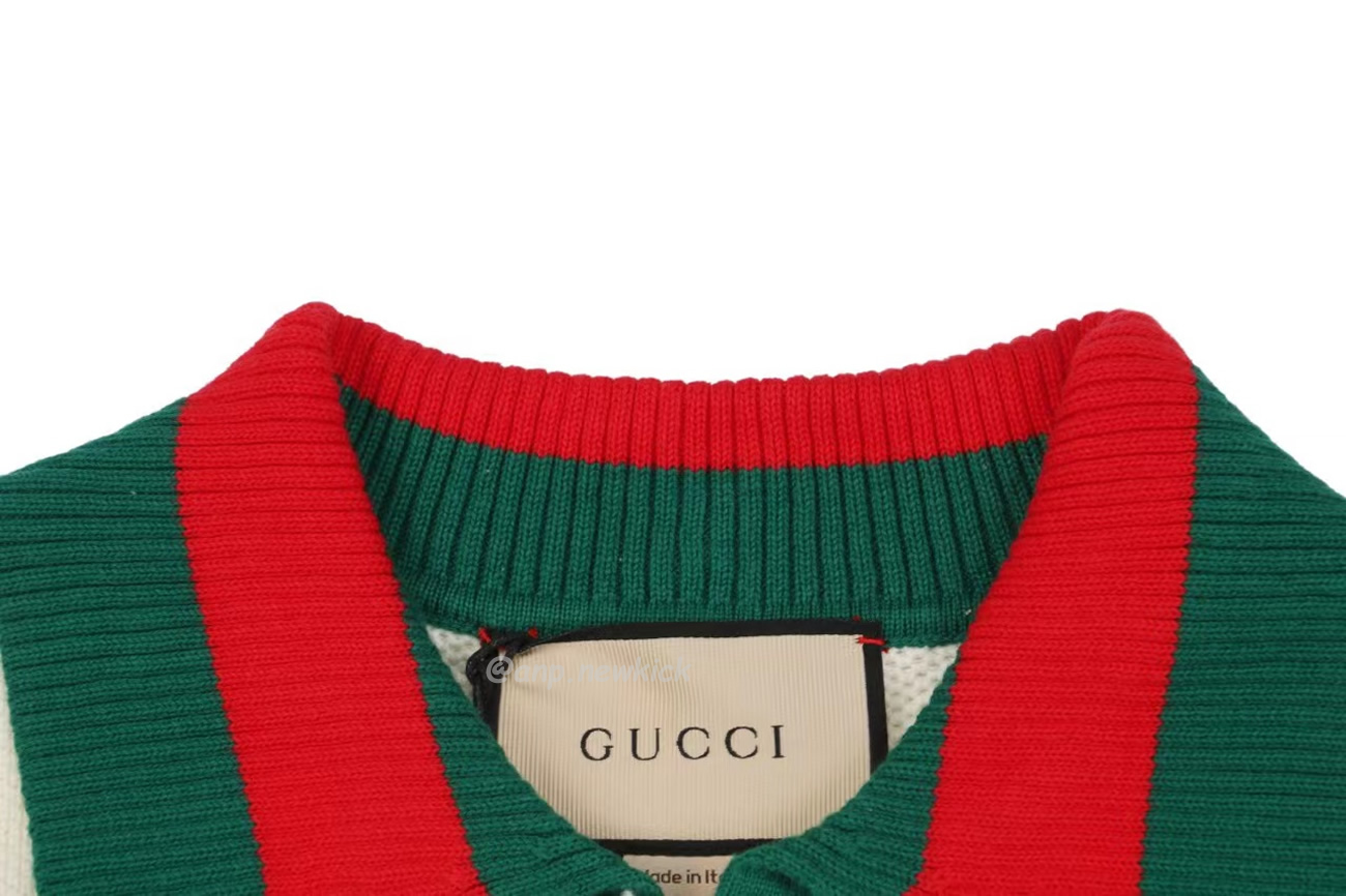 Gucci Logo Appliqued Striped Cotton Polo Shirt (7) - www.newkick.vip